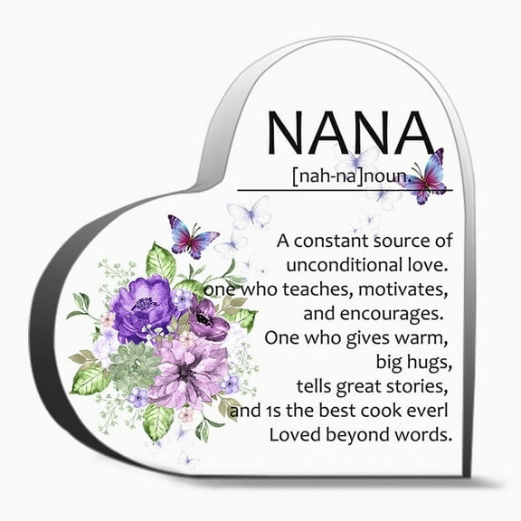 Nana Gifts For Grandma From Grandchildren Mothers Day Gifts Delicate Mom Birthday Gifts From Daughter, Son Acrylic Heart Plaque 3.9 × 3.9 Inch, Mom Christmas Gifts, Cool Gifts For Moms Birthday