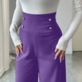 thumbnail image 4 of WTOBBY Women's Double-Breasted Wide Leg Dress Pants - Slimming High Waist Trousers with Draped Silhouette & Professional Office Wear Essentials,Purple S, 4 of 5