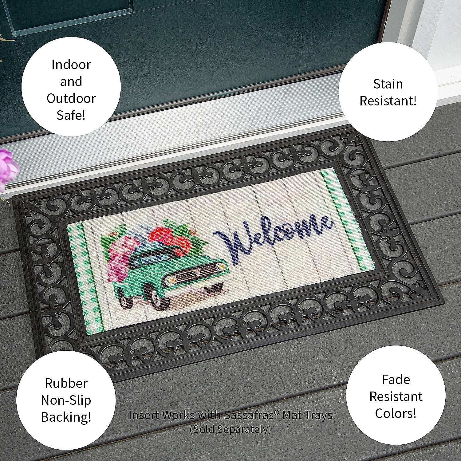 Evergreen Spring Flower Delivery Textured Sassafras Indoor Outdoor Switch Doormat 1'10"x10" Multicolored