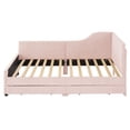 thumbnail image 4 of Twin Size L-Shaped Daybed, Upholstered Day Bed with 2 Storage Drawers, Modern Corduroy Sofabed Wood Slats for Bedroom/Living Room, Pink, 4 of 9