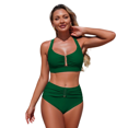 thumbnail image 2 of IROOZIGOTO Two Piece Swimsuit Tummy Control Bathing Suit High Waisted U Neck Cutout Swimwear Ruched Solid Padded Bikini Sets Full Coverage Slimming Swimwear, 2 of 5