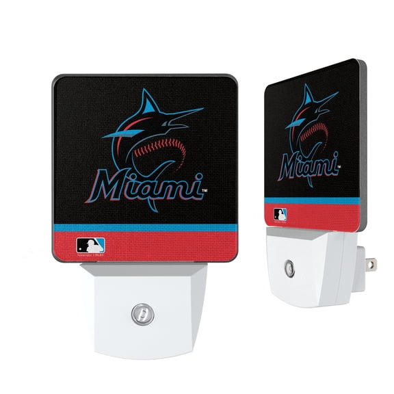 Miami Marlins Primary Logo Stripe Design Nightlight 2-Pack
