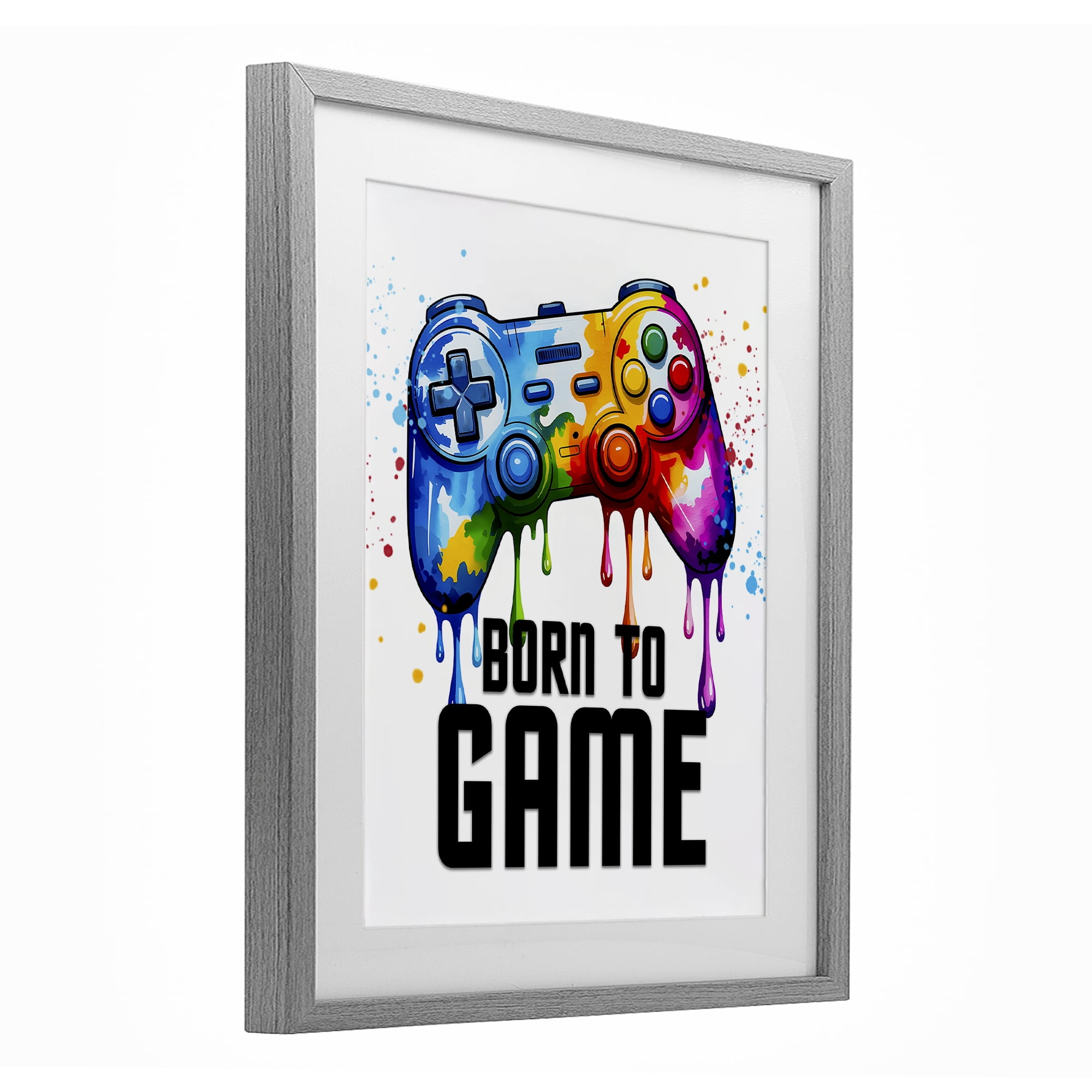 Stupell Industries Born To Game Splash Gray Framed Print Under Glass, design by Kim Allen