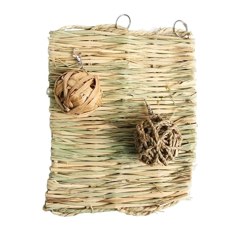 Bunny Grass Mat Small Animal Chew Toys Woven Bed Mat Rabbit Bedding Play Toy for Rabbits Chinchilla Hamsters Gerbils Groundhog- 3PCS Style A