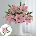 thumbnail image 2 of Artificial Lily Flowers, Real Touch Latex Lilies Artificial Bouquet with Bendable Stems for Lifelike Wedding Decor and Elegant Home Arrangements, 2 of 6