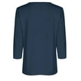 thumbnail image 5 of Htigea Womens 3/4 Long Sleeve Shirts Casual Crew Neck Henley Shirt Loose Tunic Tops Soft Cozy Pullovers Dark Blue S, 5 of 5