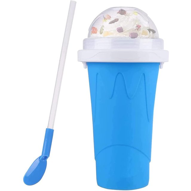 TIK TOK Slushie Maker Cup, Slushy Maker Ice Cup Frozen Magic Squeeze Cup Cooling Maker Cup Freeze Mug Milkshake Smoothie Mug, Portable Squeeze Ice Cup for Everyone (Blue)(Lumana)_Special Gift