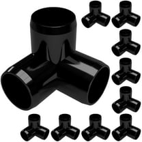 FORMUFIT 1/2" 3-Way Elbow Furniture Grade PVC Pipe Fittings, (13/16" Actual Socket ID), Black, 10-Pack
