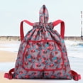 thumbnail image 3 of Basketball Yoga Bag Drawstring Folding Backpack Nylon for Travel (Small Flowers), 3 of 9