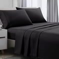 thumbnail image 1 of TRAHOO-Full Sheets Set - Full Bed Sheets - 4pcs Sheets with 12-Inch Deep Pockets - Soft & Breathable 100% Polyester Bedding Sheets & Pillowcases -Black, 1 of 4