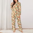 thumbnail image 2 of Fuzoiu Floral Strawberr Print Women's Long-Sleeved Pajama,Lounge Button Down Nightwear,Womens Notch Collar Pajama Set-Medium, 2 of 7