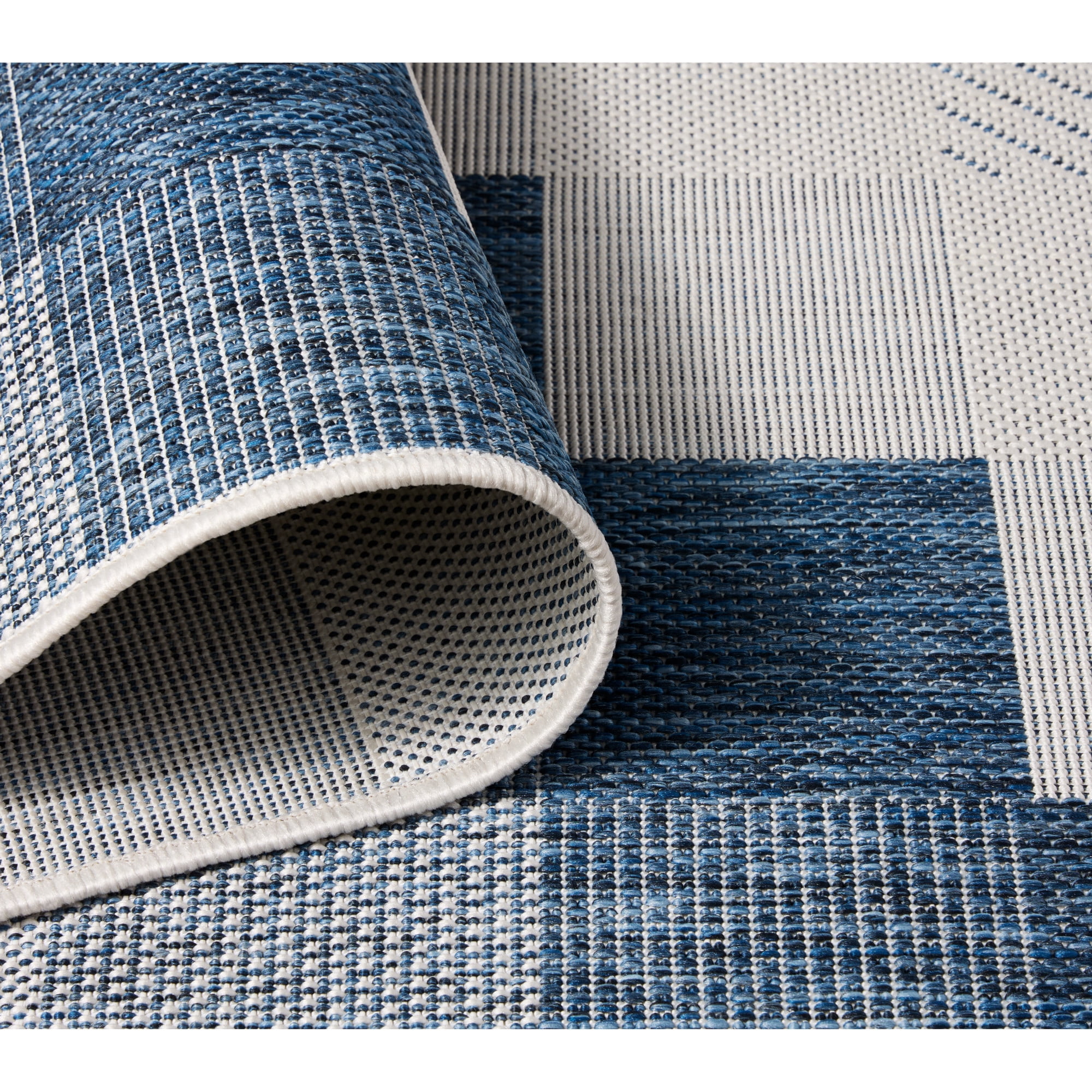 NICOLE MILLER NEW YORK Patio Country Ombre Chevron Indoor Outdoor Area Rug, UV Fade Resistant, Low Pile, Navy Blue/Cream, 5'2"x7'2"