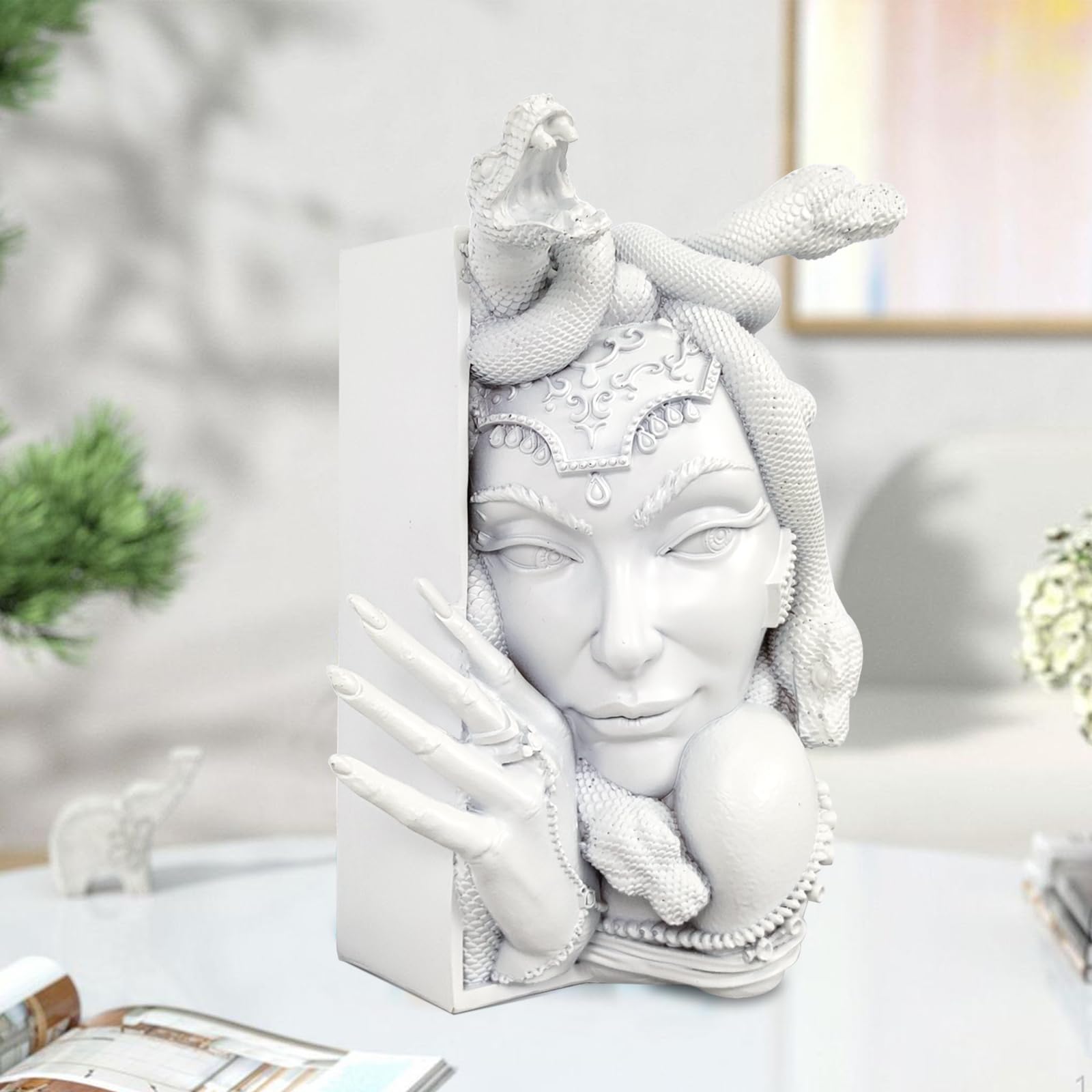 Medusa Statue Bookends, Decorative Plastic Sculpture for