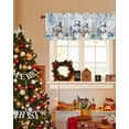 thumbnail image 3 of Eucalyptus Snowman Curtain Valance for Windows/Living Room/Kitchen/Bathroom/Café, Short Rod Pocket Tier Curtain Window Treatment Panel Christmas Woodgrain Blue Leaf Topper Curtain 54''x18'', 3 of 7