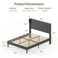 thumbnail image 2 of Upholstered Queen Bed Frame, Sturdy Metal Platform, 800lb Capacity, No Box Spring Needed and Noise-free, Dark Gray, 2 of 8