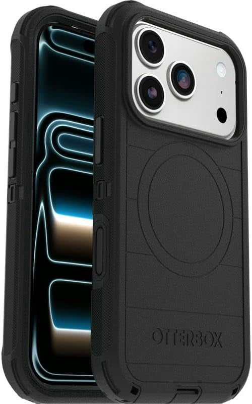 OtterBox iPhone 17 Pro (Only) Bundle: Defender Series Case & Screen Protector - Black - Case Only - Snaps on MagSafe - Tough - Rugged & Durable - Non-Retail Packaging