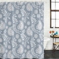 thumbnail image 2 of Blue Paisley Shower Curtain, Waterproof Shower Curtains for Bathroom, Ethnic Vintage Floral Botanical Abstract Washable Fabric Bathtub Curtain Set Bath Decor with 12 Hooks Extra Long 72"x96", 2 of 8