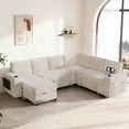 thumbnail image 2 of 110" Modular Sectional Sofa, L Shaped 7-Seater Sleeper Sofa with Pull Out Bed &Hidden Storage, Cup Holders & USB., 2 of 8