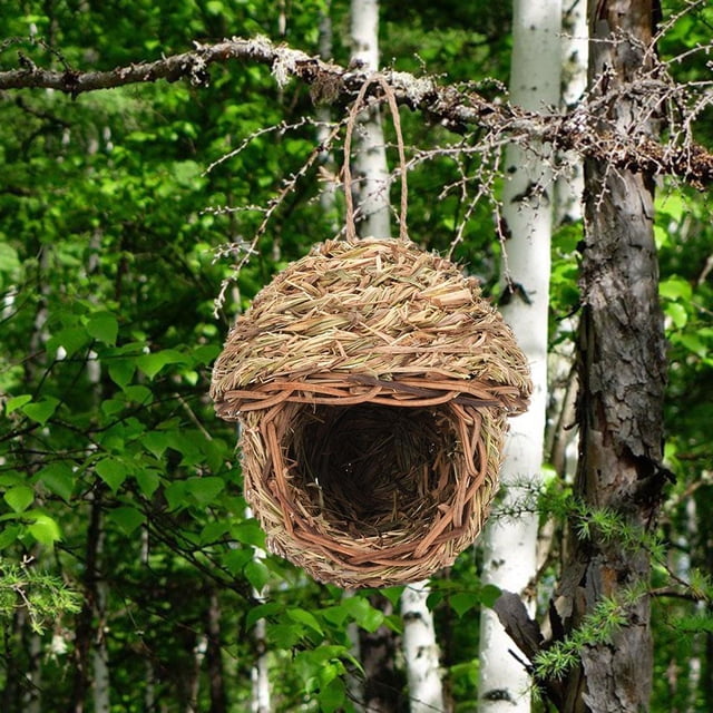 Casa para Pájaros tejida DYNWAVEMX choza para colibríes colgar exterior natural para canarios