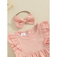 thumbnail image 4 of Bagilaanoe Newborn Baby Girl Summer Rompers Sleeveless Bodysuits + Headband 3M 6M 12M 18M Infant Casual One Piece Jumpsuit, 4 of 8