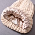 thumbnail image 2 of Vintermössa i siden och satin, unisex, tjock och chunky, randig, varm, mjuk, högkvalitativ kashmir, stickad mössa, 2 of 4