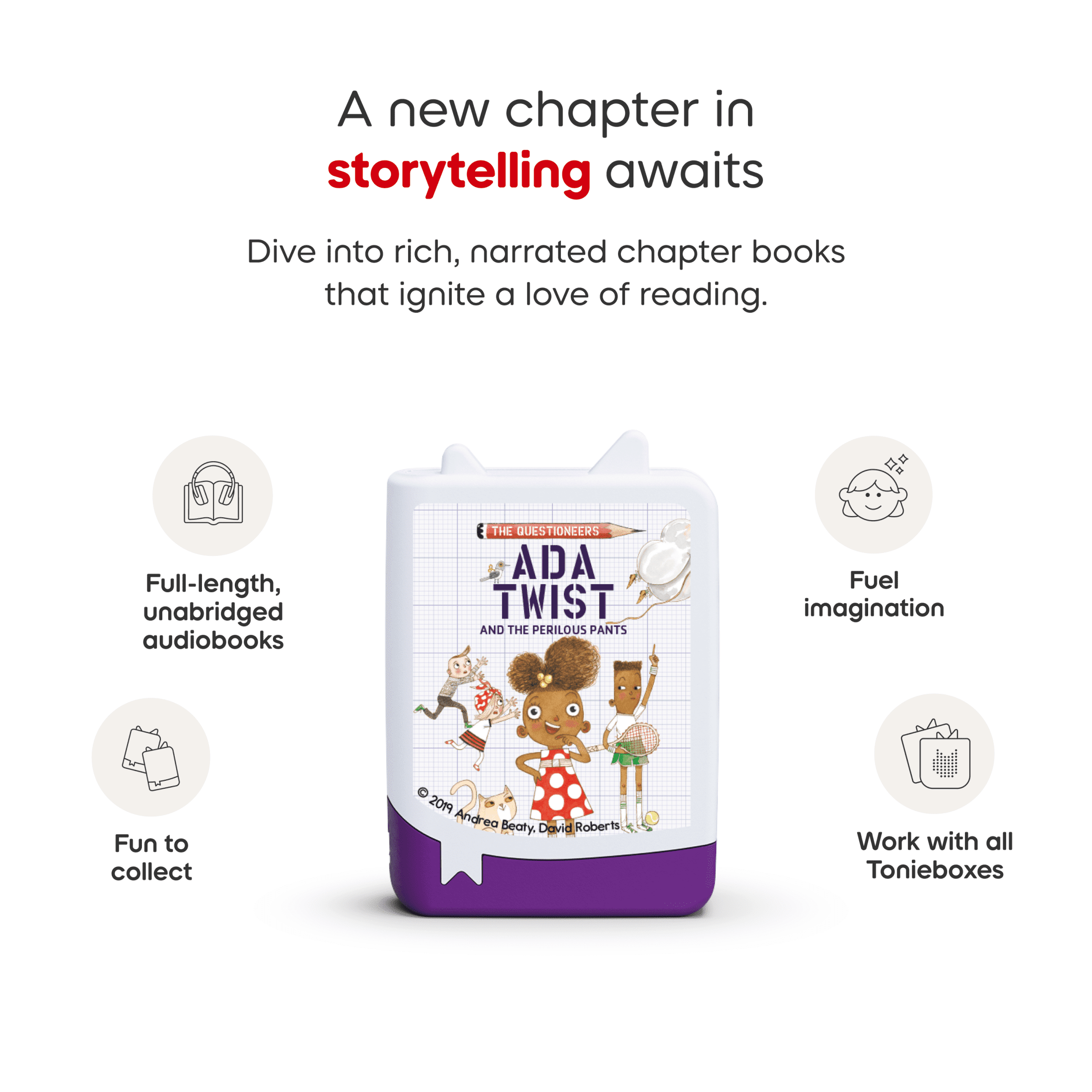 tonies Questioneers (Ada Twist) Audiobooks Set, 4 Pack, Age Group 6+