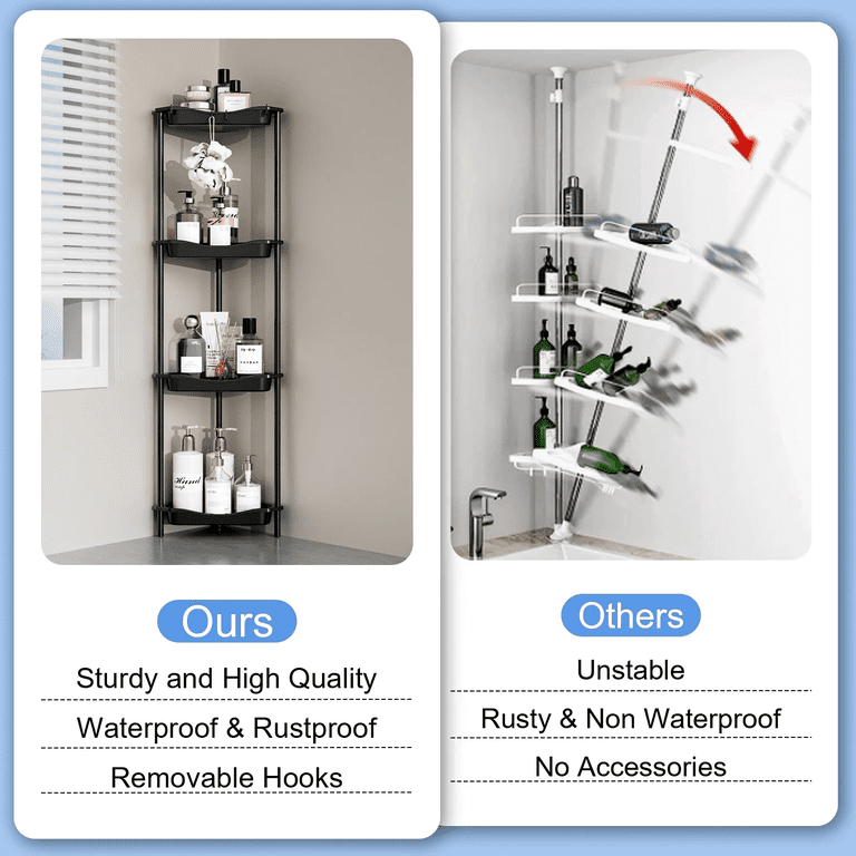 TINANA 4-Tier Corner Shower Caddy, Black photo 3