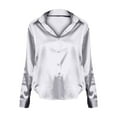 thumbnail image 5 of Endives Women Satin Button Down Shirt Casual Long Sleeve V Neck Blouse Loose Business Work Tunic Tops, 5 of 5
