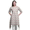 thumbnail image 1 of Bimba White Leaves & Rose Floral Printed Tops For Women Asymmetric Kurti Summer Dress For Girls XXX-Large, 1 of 6