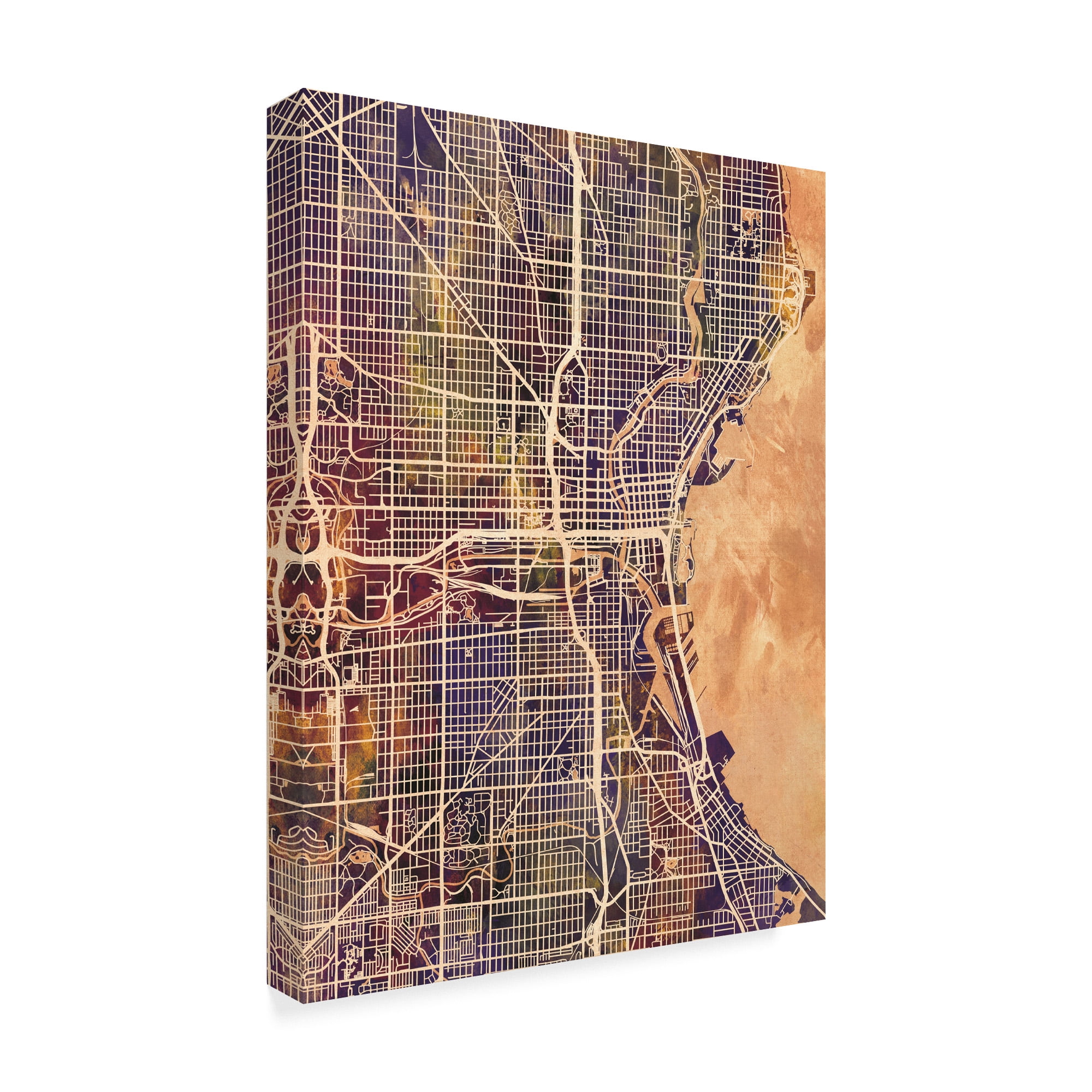 Trademark Fine Art 'Milwaukee Wisconsin City Map II' Canvas Art by Michael Tompsett