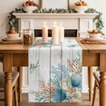 thumbnail image 4 of Beach Coastal Cotton Linen Table Runner for Dining Kitchen, Summer Nautical Coral Shell Botanical Vintage Wedding Outdoor Party Tablerunners, Dresser Scarf Coffee Tablecloth Runners 13x90 Inches, 4 of 9