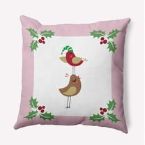 18" x 18" Simply Daisy Christmas Birds Polyester Accent Pillow, Light Pink Qty 1