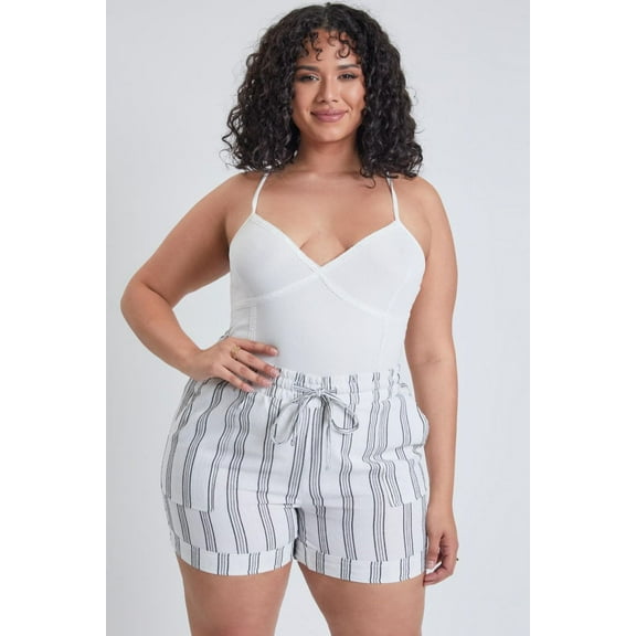 YMI Jeans Plus Size Women's Drawstring Waistband Linen Shorts