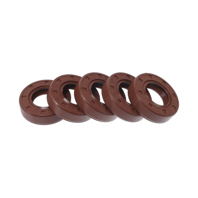 Sello de aceite universal Unique Bargains TC de doble labio con resorte de acero, sello de eje rotativo 22x42x11mm, caucho FKM de alta presión, marrón, 5 Pcs