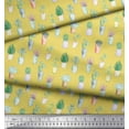 thumbnail image 2 of Soimoi Yellow Poly Georgette Fabric Cactus Leaves Fabric Prints By Yard 52 Inch Wide, 2 of 3