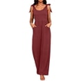 thumbnail image 2 of Pounoo Women's Jumpsuits Sleeveless Tie Shoulder Bow Detail Solid Color Casual Loose Wide Leg with Pockets Lightweight Comfortable Rompers Gift, 2 of 6
