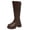 Brown, variant on Abomasnow Women's Knee High Boots PU Upper Scalloped Top Edge Rear Zipper Closure Chunky Non‑Slip Sole Knee Height Boots for Daily Outdoor Occasions