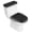 Obsidian, Charcoal, Jet Black, Silver, variant on Black White Border Grids Elastic Toilet Lid and Tank Covers Set, Geometric Frames Lines Decorative Bathroom Decor, 2 Pcs Toilet Lid Cover and Toilet Tank Lid Cover with Elastic Bottom