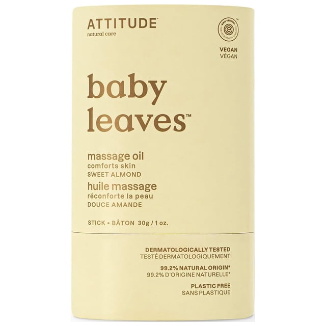 Aceite de masaje en barra ATTITUDE sin plástico para bebés Sweet Almond