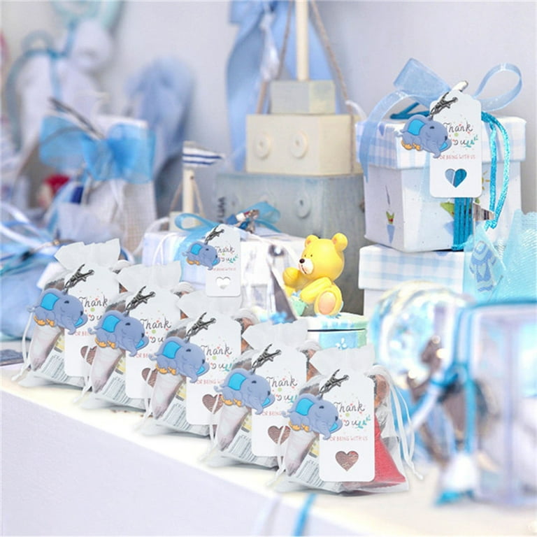 30 Sets Baby Shower Return Favors Including Elephant Keychains Organza Bags and Thank You Tags for Theme Party Favor Guests Baby Kids Shower Favors