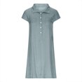 thumbnail image 7 of BLVB Womens Dress Summer Casual Short Sleeve Button Lapel Shirt Dress Knee Length Dress with Chest Pockets, 7 of 7