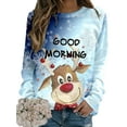 thumbnail image 1 of Innerwin Chandail en Molleton de Noël Imprimé Élan Dames Chandails en Molleton de Noël Col Rond Ample Pull Tops Élan A m, 1 of 2