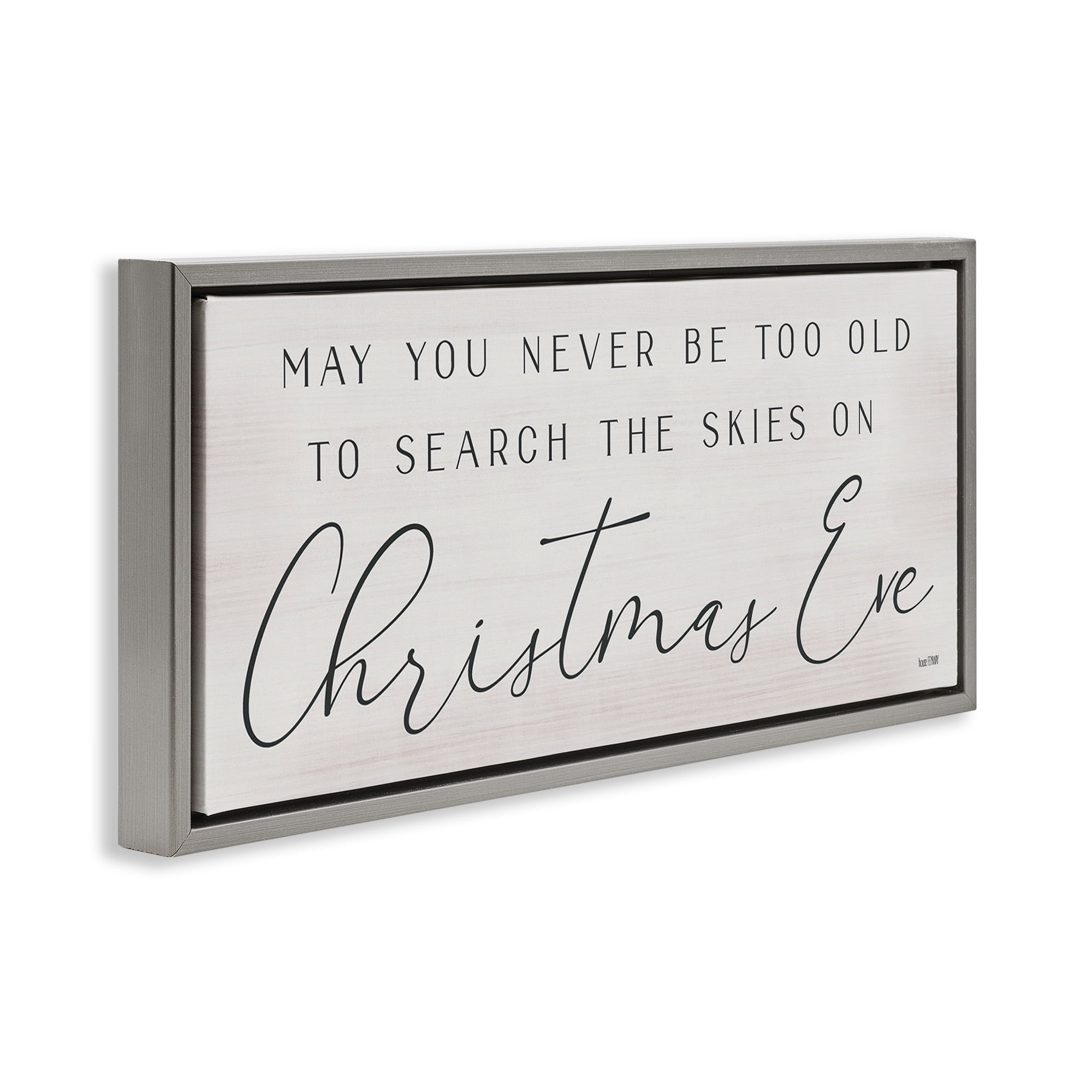 Stupell Industries Inspiring Christmas Eve Sentiment Inspirational Painting Gray Floater Framed Canvas Art Print Wall Art, 31 x 14