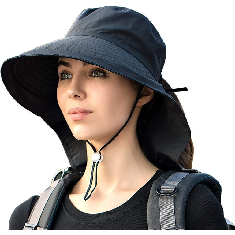 LAIBMFC Sun Hats for Women Hiking Fishing Hat Wide Brim Hat with Large Neck Flap Sun Protection Hats for Men and Women, adult Unisex, Size: One size
