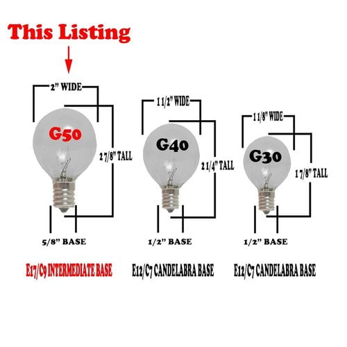 Novelty Lights 7 Watt G50 Light Bulb E17 Intermediate Base Set Of 25 Walmart Com Walmart Com