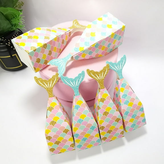 Dserhfy 50Pcs Favor Holder Decorative Add Ambient Paper Tightly Closed Mermaid Tail Candy Box Wedding Supplies