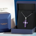 thumbnail image 5 of Gem Stone King 925 Sterling Silver Purple Amethyst and White Moissanite Cross Pendant Necklace for Women | 2.75 Cttw | Gemstone February Birthstone | Oval 6X4MM | With 18 inch Chain, 5 of 6