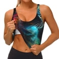 thumbnail image 3 of Balery Neon Spectrum Cat Portrait Sujetadores deportivos con espalda cruzada para mujer, acolchados, sin costuras, de alto impacto, ideales para yoga, gimnasio, entrenamiento y fitness.-XX-Large, 3 of 8