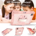 thumbnail image 5 of Shockproof Case for iPad Pro 11 2025 / 2024,Anti drop silicone+PC Layer Protective Splicing Case 360 ° Rotating Handle Stand With Shoulder Strap,Pink, 5 of 8