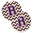thumbnail image 1 of Lettre R Chevron Violet & Or Ensemble de 2 Porte-Gobelets sous-Verre de Voiture, 1 of 1